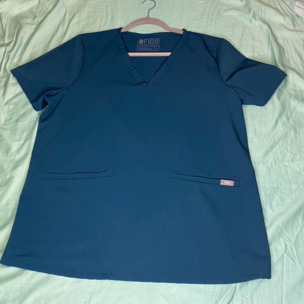 FIGS Women's Caribbean Blue Scrub Top